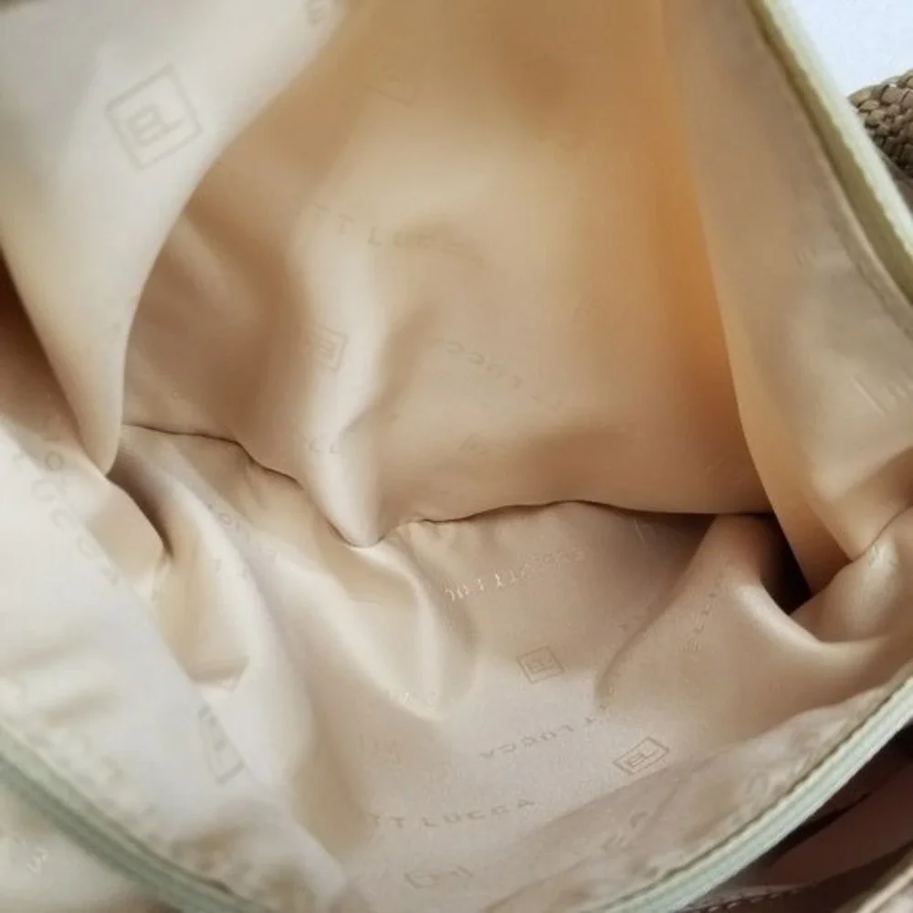 Elliott Lucca Hobo woven‎ Leather Bag Wide shoulder strap gold accents clean